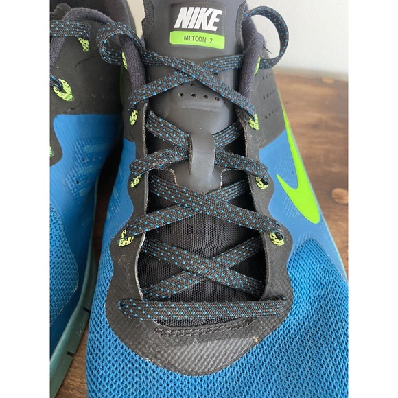 Men’s NIKE METCON 2 FLYWIRE RUNNING GYM CROSSFIT TRAINERS SHOES SZ 13 BLUE GREEN - Picture 6 of 8